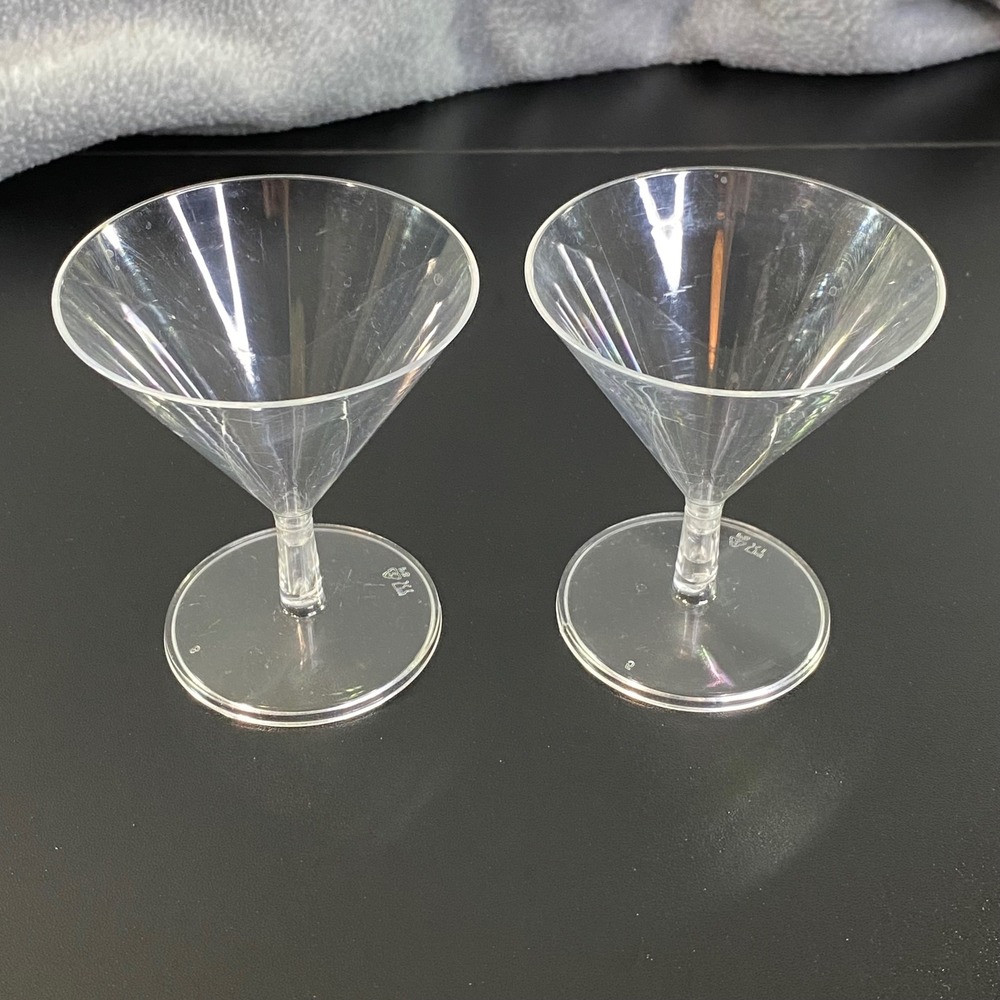 Martini Glass Plastic Cake Topper Set of 2 Clear Miniature Party Prop Jello EUC‎